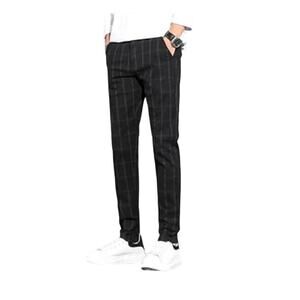 Paisley & Gray Mens 36x32 Slim Fit Plaid Dress Pants Burgundy Black Modern Suit